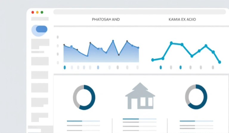 A dashboard showing website analytics with charts and graphs, representing data collection and analysis